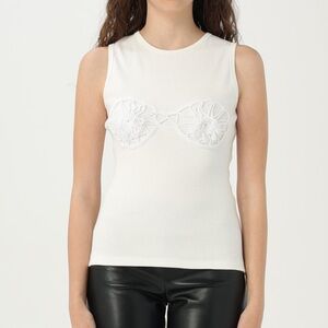 Magda Butrym  Ribbed Cotton Top With Tone-On-Tone Detail in white size 34/XS